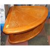 Image 1 : OAK TONE ADJUSTABLE CORNER COFFEE TABLE ON