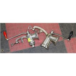 2 VINTAGE MEAT GRINDERS