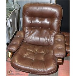 BROWN LEATHER CHAIR, GENUINE LEATHER MADE IN