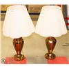 Image 1 : SET OF BRASS TONED TABLE LAMPS WITH SHADES