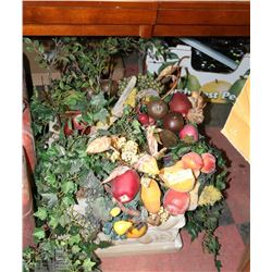 LARGE SILK FRUIT & FOILAGE ARRANGEMENT IN DECO