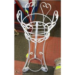 WHITE WROUGHT IRON PLANT STAND -
