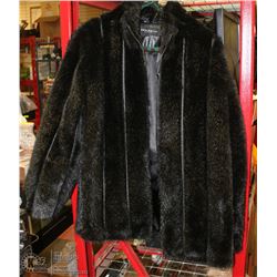 LADIES BLACK FAUX FUR COAT SIZE 13/14