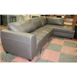 NEW GREY LEATHERETTE L SHAPE CHAISE LOUNGE