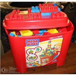 BOX OF KIDS LARGE MEGA BLOKS.