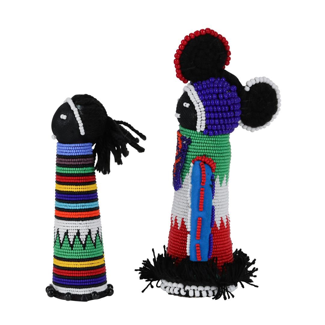 Traditional African Sangoma Ndebele Zulu Dolls 2 Diviners with