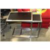 Image 2 : TWO BRUSHED METAL MODERN NESTING ENDTABLES