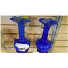 Image 1 : PAIR OF BLUE ART GLASS HANDLED VASES