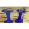Image 2 : PAIR OF BLUE ART GLASS HANDLED VASES