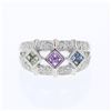Image 1 : 14KT White Gold 0.45ctw Multi Color Sapphire and Diamond Ring