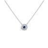 14KT White Gold Blue Sapphire and Diamond Pendant with Chain
