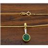 Image 7 : 14KT Yellow Gold Emerald and Diamond Pendant with Chain