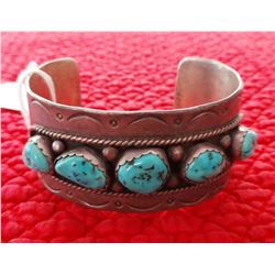 Navajo Sterling Silver & Turquoise Cuff