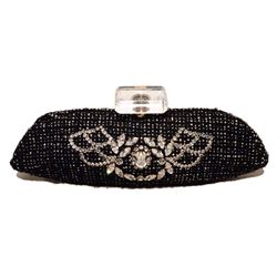 Chanel Black and White Tweed Rhinestone Perfume Bottle Clutch