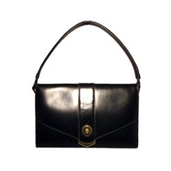 Vintage Hermes 1960's Black Leather Snap Handbag