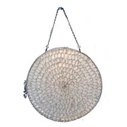 Salvatore Ferragamo Silver Wire Woven Cage Handbag-runway