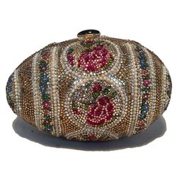 Judith Leiber Pearl Egg Swarovski Crystal Minaudiere Evening Bag