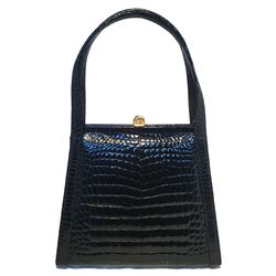 Maxima Vintage Navy Blue Alligator Handbag