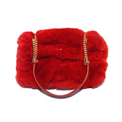 Chanel Red Rabbit Fur Classic Flap Bag- Limited Edition
