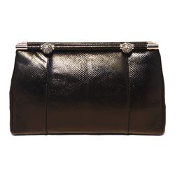 Judith Leiber Vintage Black Lizard Clutch with Swarovski Crystals