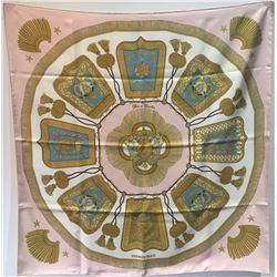 Hermes Vintage Poste et Cavalerie Silk Scarf in Pink