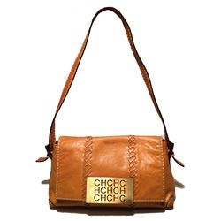 Carolina Herrera Tan Leather Mini Handbag Baguette