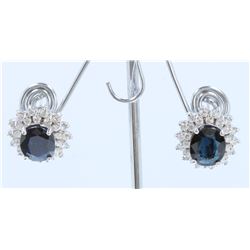 14K WHITE GOLD  EARRING:10.7g/Diamond:2.69ct/BLUE Sapphire:9.49ct