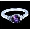 Image 1 : 1.40CT NATURAL CEYLON PINK SAPPHIRE 14K WHITE GOLD RING