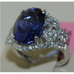 7.58ct Tanzanite 18K White Gold 5.38gm Ring
