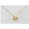 Image 1 : 14K YELLOW GOLD BOW PENDANT WITH CHAIN:2g/Diamond:0.03ct