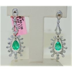 2.5ct Emerald 18K White Gold 1 1.00gm Earring