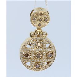 14K YELLOW GOLD PENDANT:11.5g/Diamond:0.6ct/Brwon dia:0.81ct