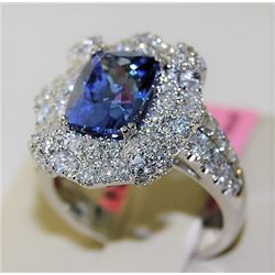 Tanzanite 3.41ct 14K White Gold 6.85gm Ring