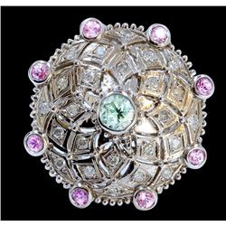 0.78 Ct Pink Sapphire Tourmaline 14K White Gold Ring