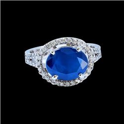 4.76CT NATURAL CEYLON BLUE SAPPHIRE 14K W/G RING