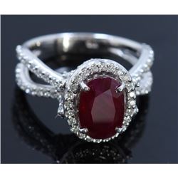 GIA 3.53ct Natural Ruby 14K White Gold Ring