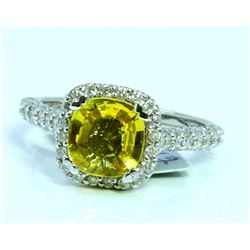 YELLOW SAPPHIRE 1.71CT  14K WHITE GOLD RING