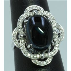 Green Tourmaline : 10.5ct/14K White Gold Ring : 6.38g/Diamond : 3.36ct