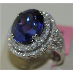13.17ct Tanzanite 18K White Gold 8.92gm Ring
