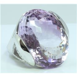 Amethyst : 52.89ct / 14K White Gold Ring : 16.5g/Diamond : 0.29ct