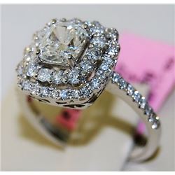 GIA Cushion Diamond 1.02ct 18K White Gold 4.60gm Ring