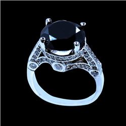 7.28CT TREATED BLACK DIAMOND 14K W/G RING