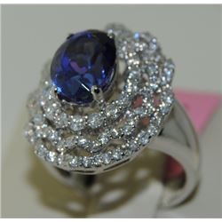 3.84ct Tanzanite 18K White Gold 8.80gm Ring