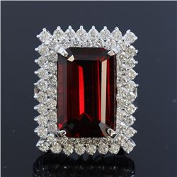 20.60ct Natural Malaya Garnet 14K White Gold Ring