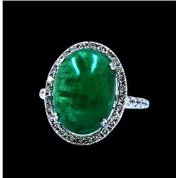 7.07CT NATURAL COLOMBIAN EMERALD 14K W/G RING