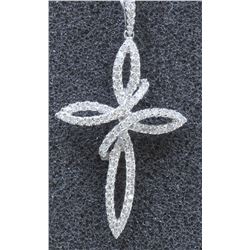 18K WHITE GOLD DIAMOND CROSS PENDANT:2.54GRAMS1080/DIAMOND:0.61CT/#R8019