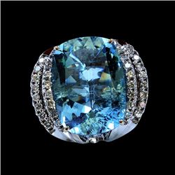 26CT NATURAL AQUAMARINE 14K W/G RING