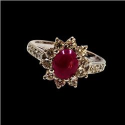 1.56CT NATURAL RUBY 14K WHITE GOLD RING