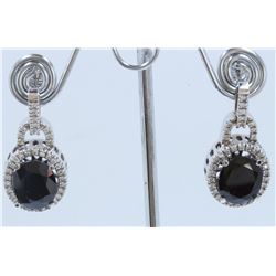 14K WHITE GOLD EARRING:11g/Diamond:0.75ct/BLUE Sapphire:11.35ct