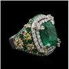 Image 1 : GIA 9.23CT NATURAL COLOMBIAN EMERALD 18K PLATINUM RING